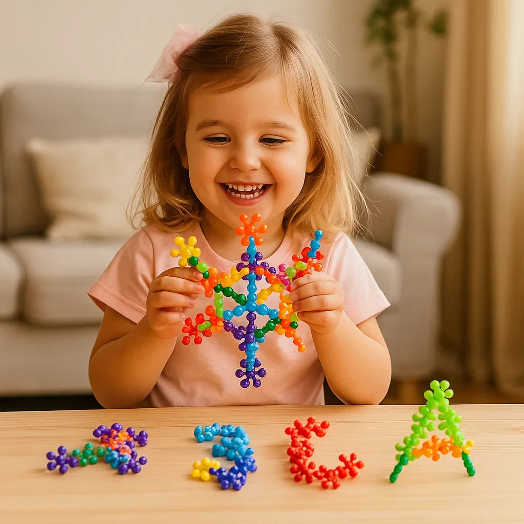 Interlocking Snowflake Building Blocks with Multiple Connection Points and Storage Box