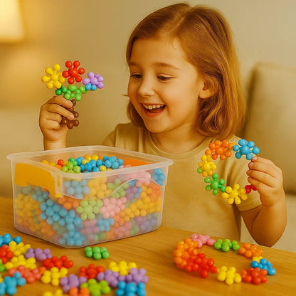 Interlocking Snowflake Building Blocks with Multiple Connection Points and Storage Box