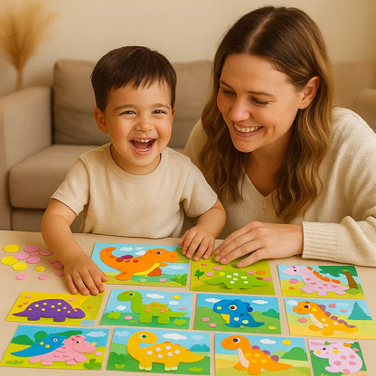 Sticker Placement Craft Set with Numbered Guides and Animal Vehicle Scenes