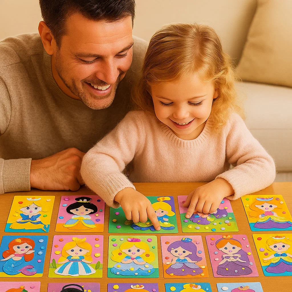 Sticker Placement Craft Set with Numbered Guides and Animal Vehicle Scenes