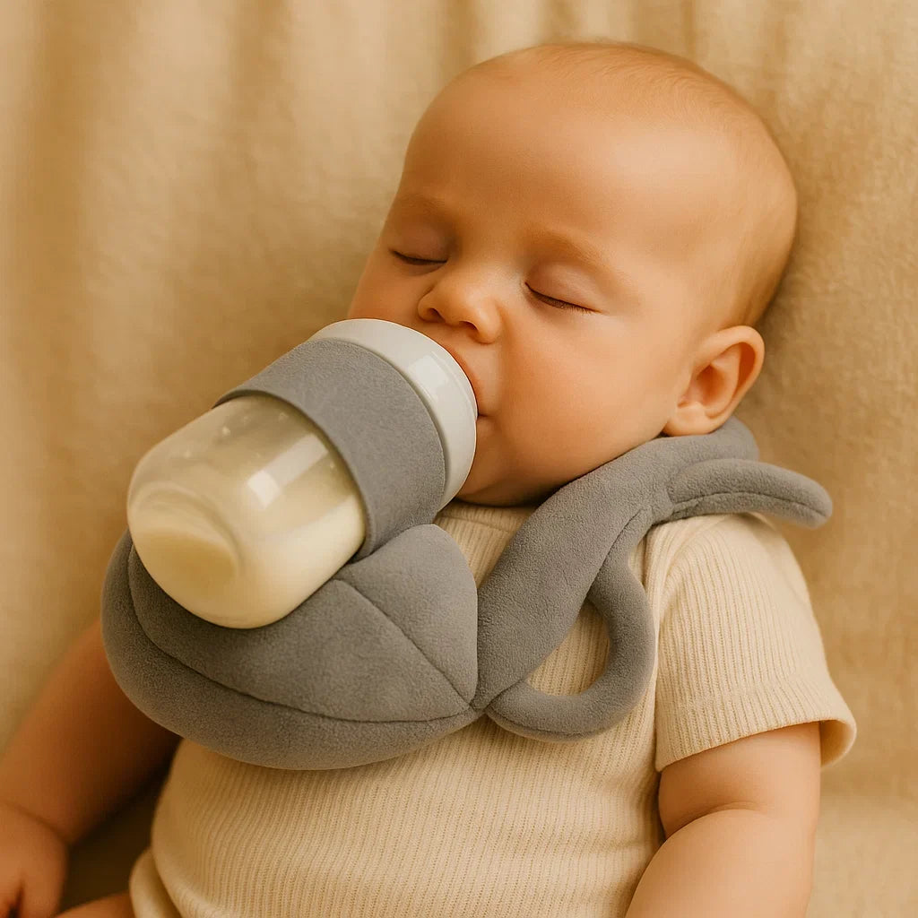 Nursing Pillow with Bottle Holder and Breathable Mesh, Hands-Free Feeding