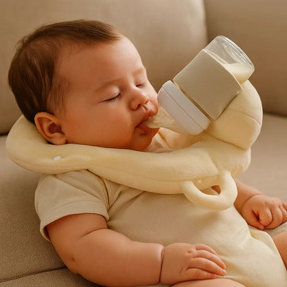 Nursing Pillow with Bottle Holder and Breathable Mesh, Hands-Free Feeding