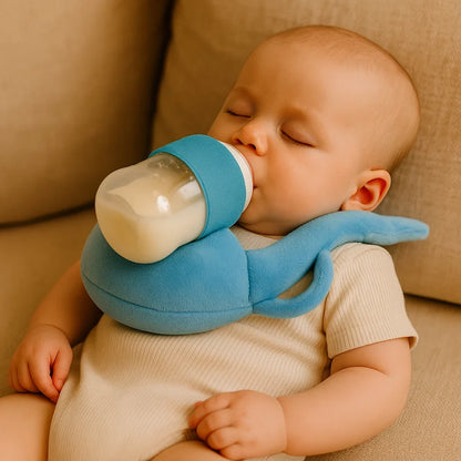 Nursing Pillow with Bottle Holder and Breathable Mesh, Hands-Free Feeding