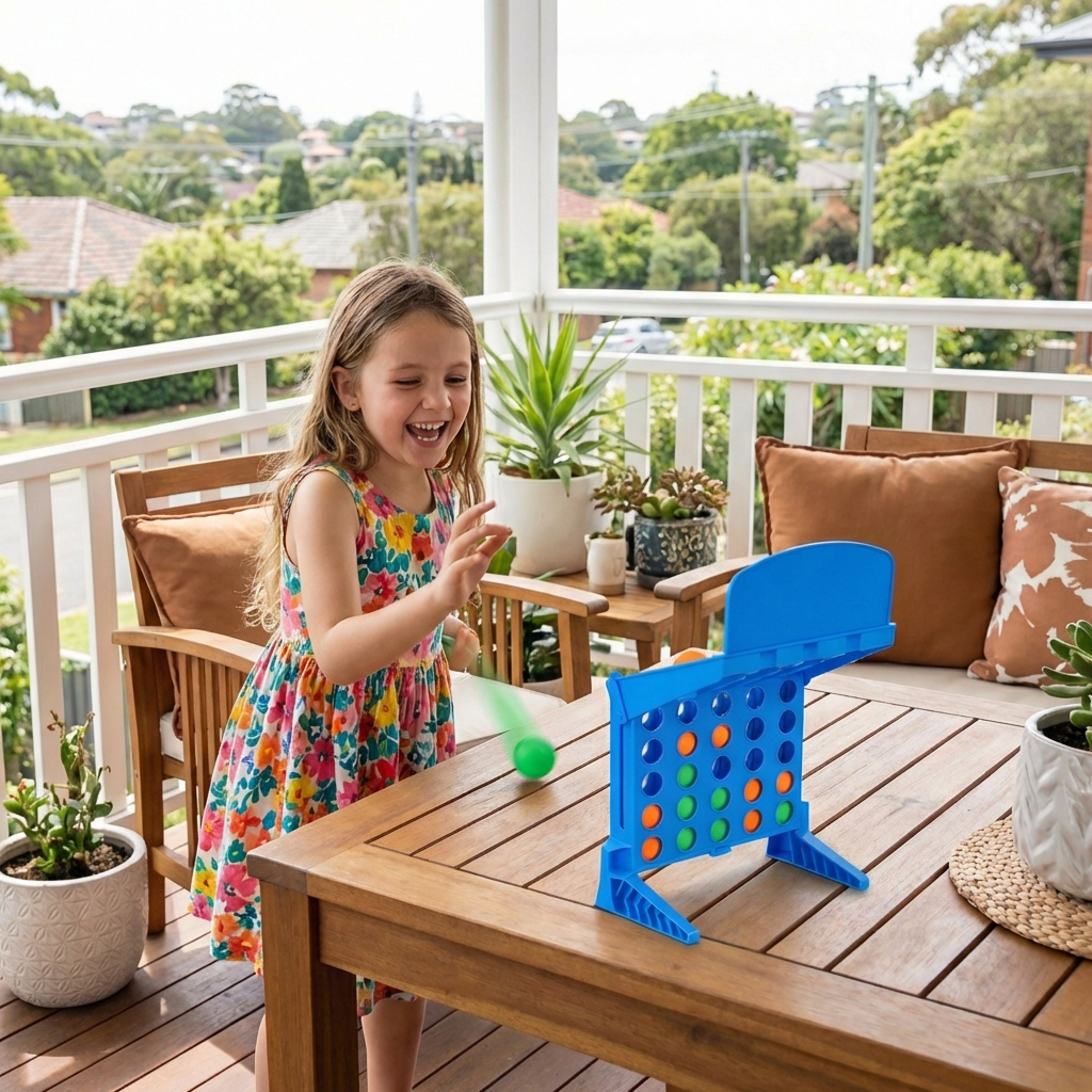 Bouncing Ball Grid Game with Foldable Board and Carrying Case