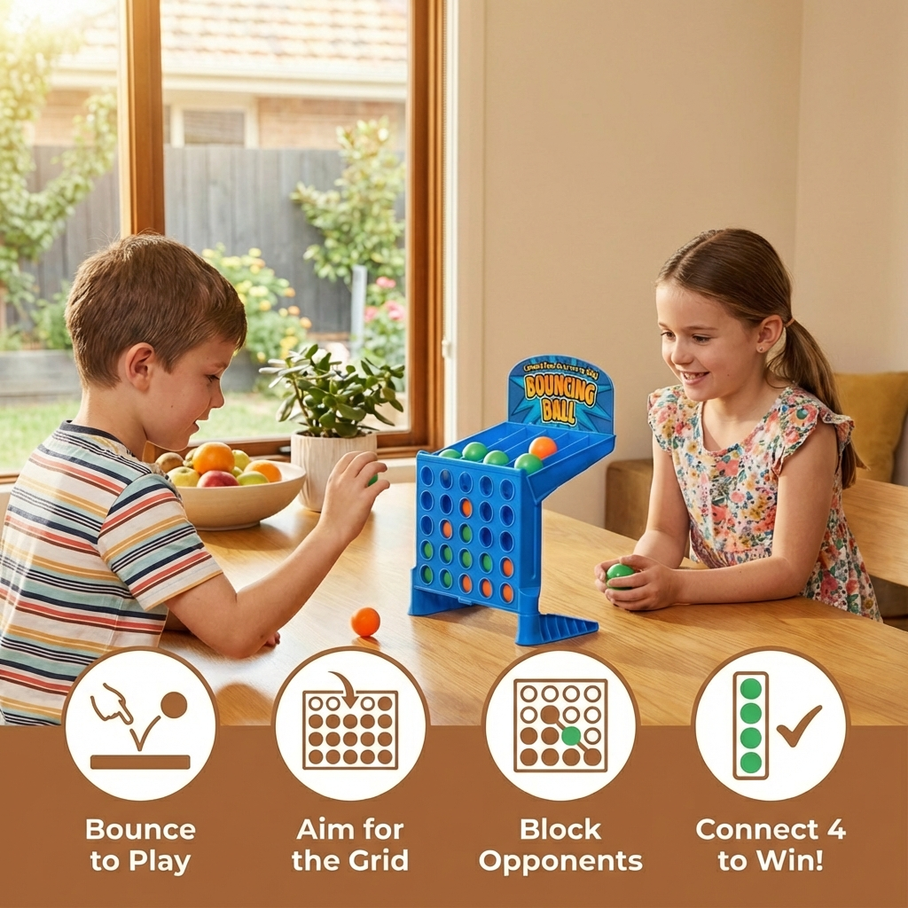 Bouncing Ball Grid Game with Foldable Board and Carrying Case
