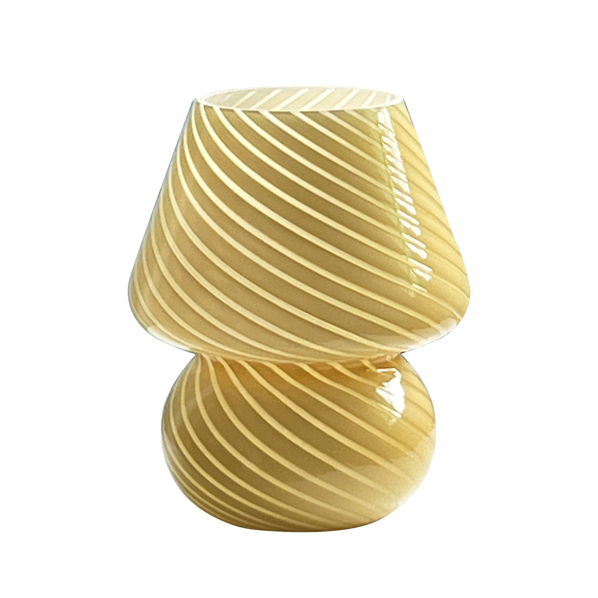 Glass Mushroom Table Lamp with Stepless Dimming and Swirled Pattern