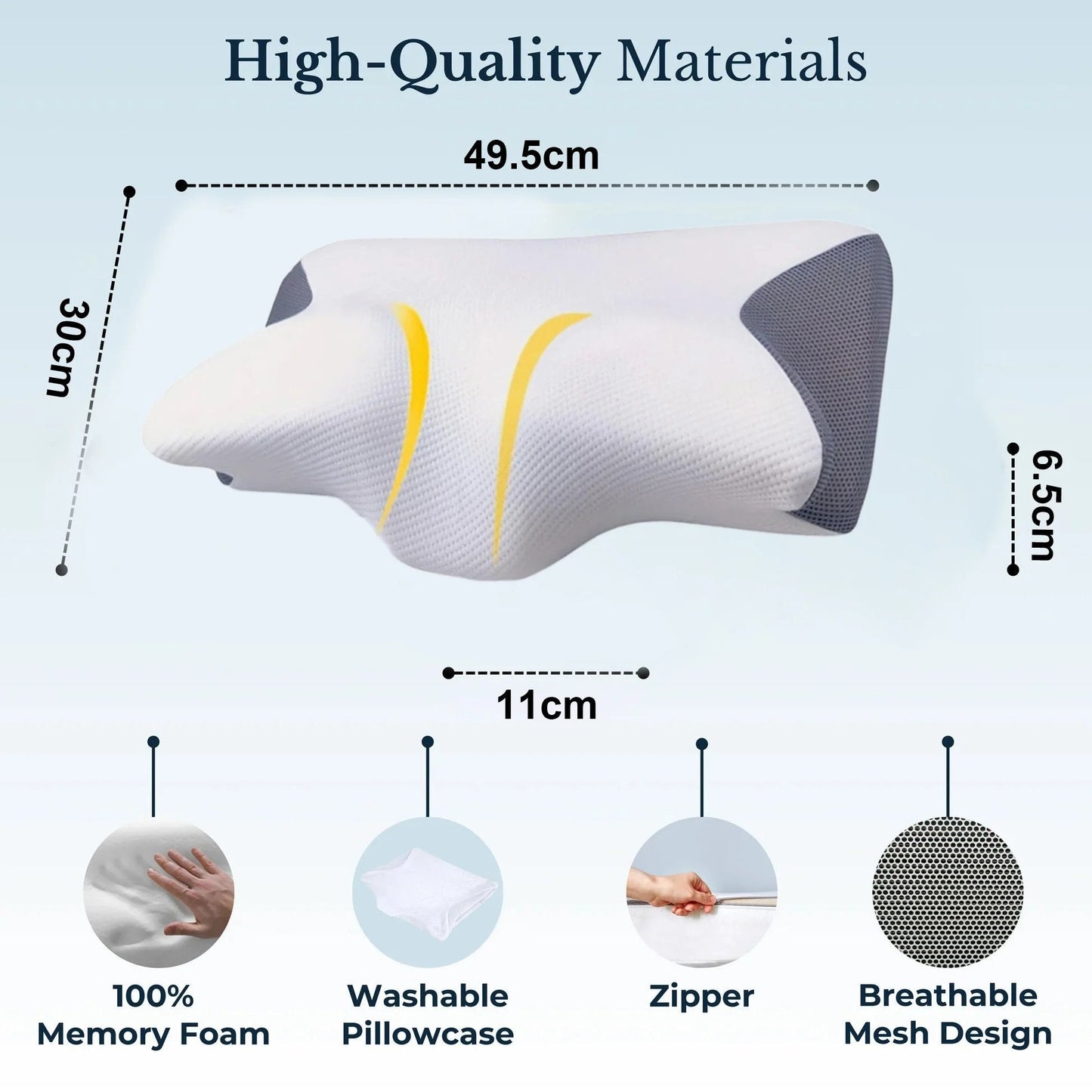 Memory Foam Neck Pillow with Contoured Support and Breathable Cover, Machine Washable