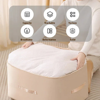 Vacuum-Free Compression Storage Bag with Built-In Zipper Channel and Reinforced Handles