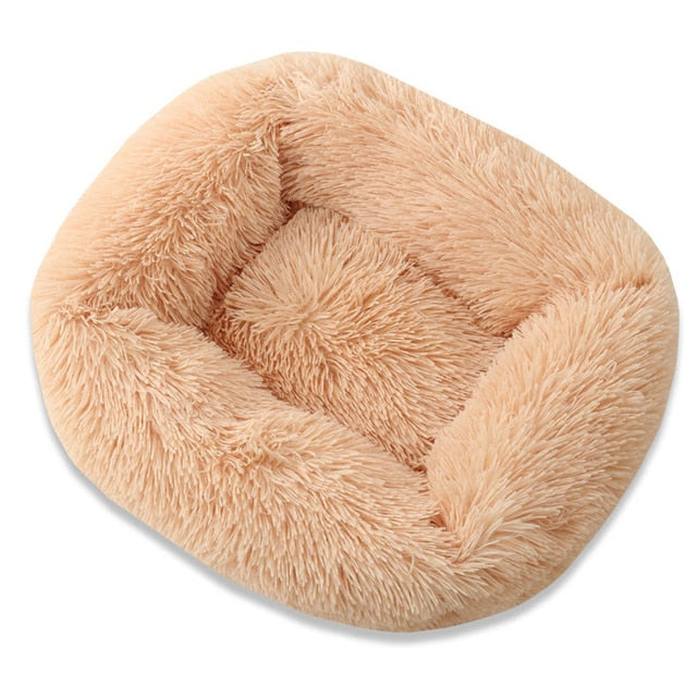 Plush Pet Bed with Raised Edge Support and Machine Washable Cover