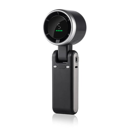Foldable Handheld Fan with Digital Battery Display and 5-Speed Motor