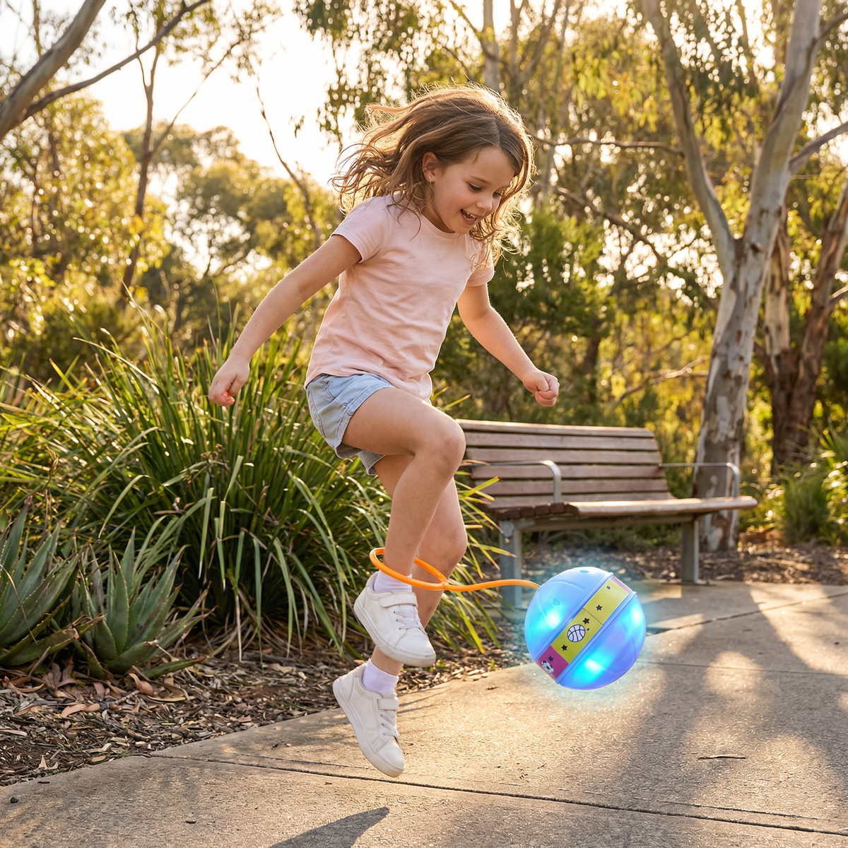 Ankle Bounce Ball with Motion Activated LED Lights and Adjustable Strap
