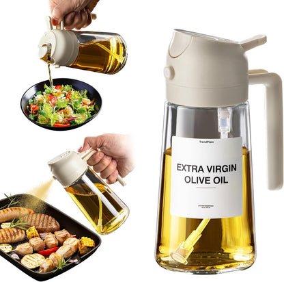16Oz Oil Dispenser Bottle for Kitchen - 2 in 1 Olive Oil Dispenser and Oil Sprayer - 470Ml Olive Oil Bottle 