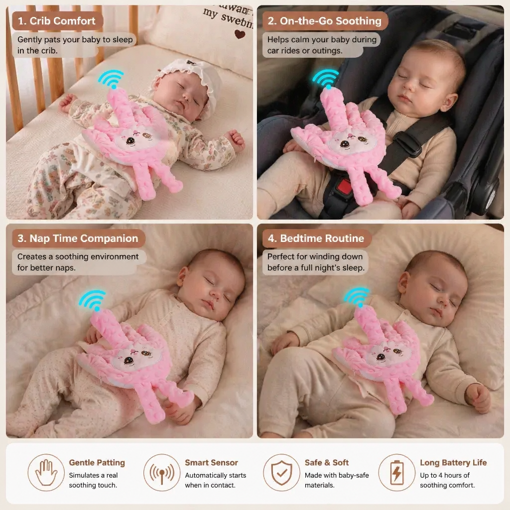 Rhythmic Patting Device for Infant Sleep with Battery Operation and Quiet Motor