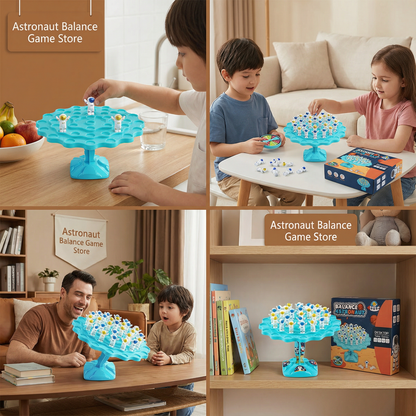 Stacking Balance Game with Astronaut Figures and Spinner, Dice Included