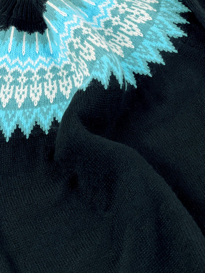 Womens Chunky Jacquard Round Neck Sweater with a Nature Inspired Pattern in Eight Colors