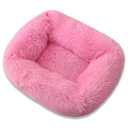 Plush Pet Bed with Raised Edge Support and Machine Washable Cover