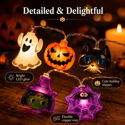 Pumpkin LED String Lights with Warm Glow and Universal Power Connection