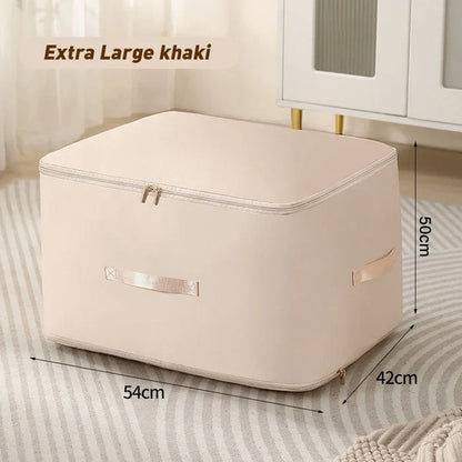 Vacuum-Free Compression Storage Bag with Built-In Zipper Channel and Reinforced Handles