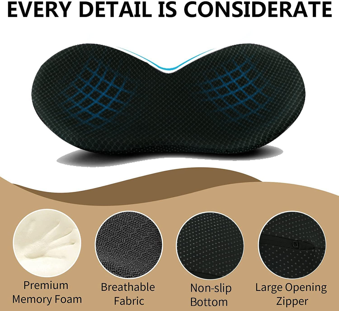 Memory Foam Car Seat Cushion with 3.5 Inch Height Boost and Breathable Cover