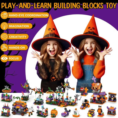 Halloween Building Block Countdown Calendar with 31 Daily Builds and 5 Character Figures