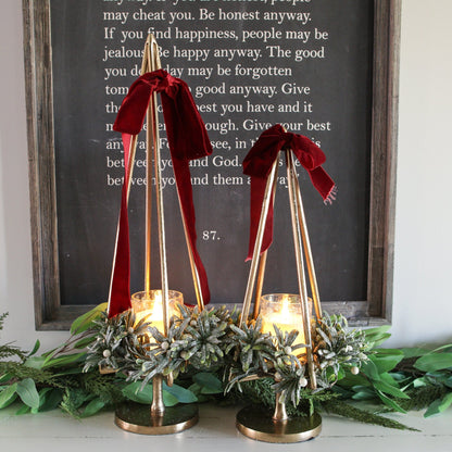 20" Gold Tree Pillar Holder - Interior Delights