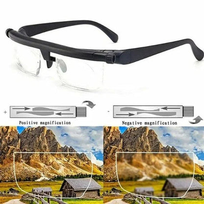 Adjustable Focus Glasses with Dial Controls for Near and Far Vision