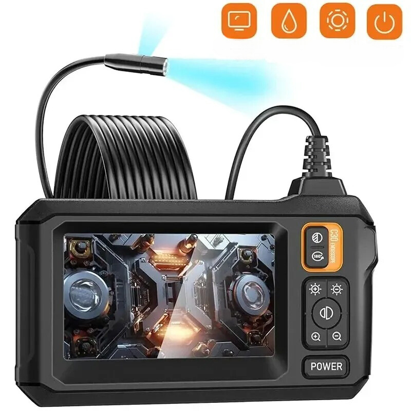 Endoscope Inspection Camera 1080p with 8mm Head and 4.3-Inch IPS Display, IP67 Waterproof