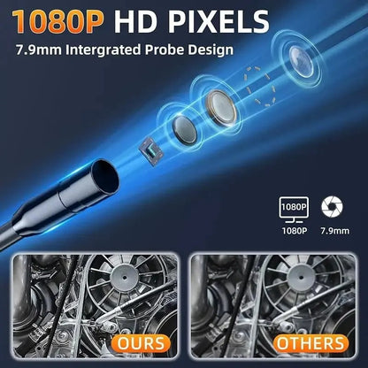 Endoscope Inspection Camera 1080p with 8mm Head and 4.3-Inch IPS Display, IP67 Waterproof