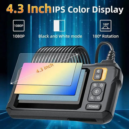 Endoscope Inspection Camera 1080p with 8mm Head and 4.3-Inch IPS Display, IP67 Waterproof