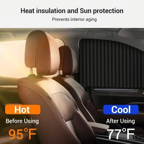 Magnetic Satin Car Window Shades with UV Protection and Sliding Track System