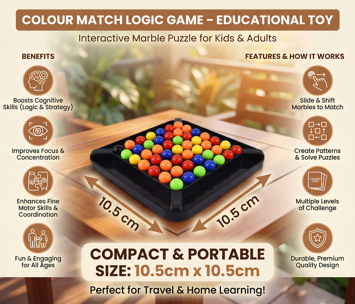 Marble Puzzle with Color Pattern Matching and Logic Training