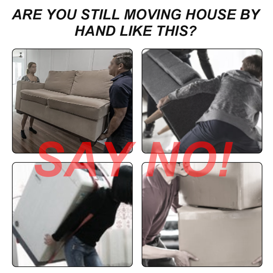 Furniture Lifter with 360-Degree Rotating Pads and Leverage Handle
