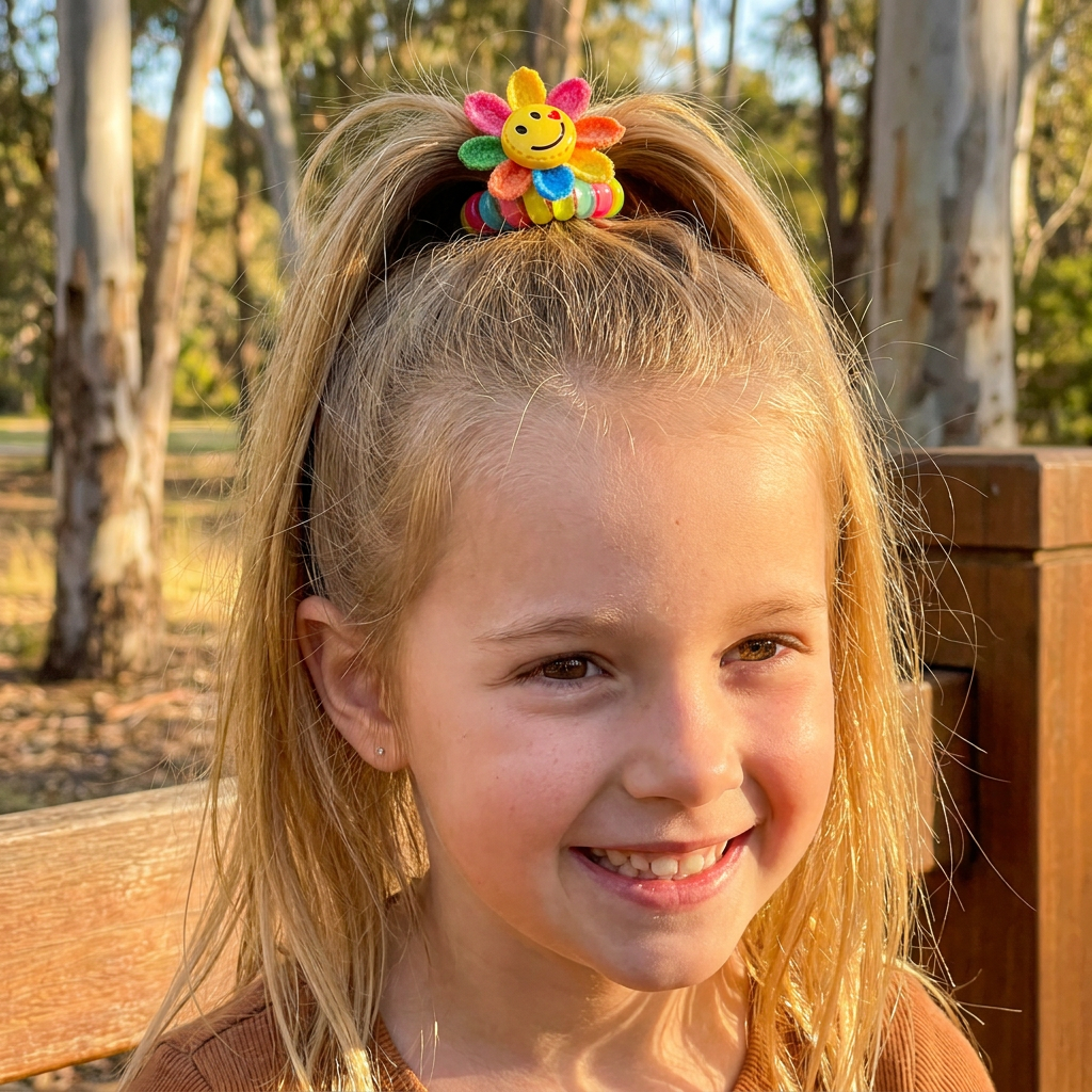 Spiral Hair Ties for Kids with Flower and Heart Designs