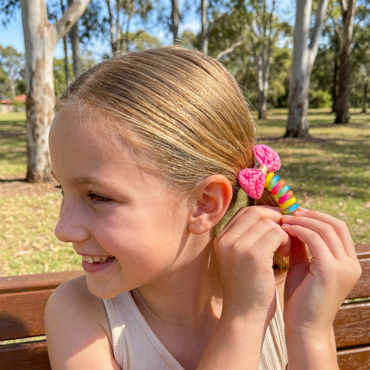 Spiral Hair Ties for Kids with Flower and Heart Designs