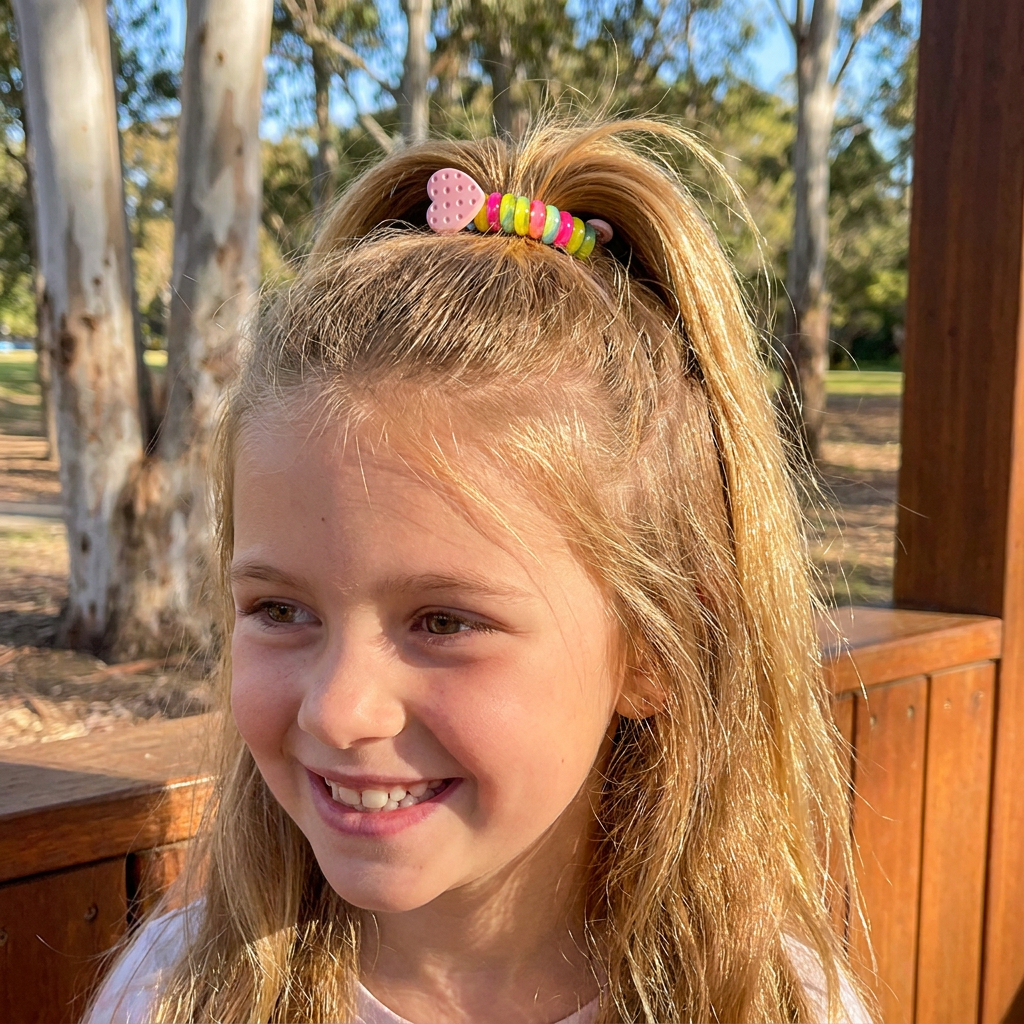 Spiral Hair Ties for Kids with Flower and Heart Designs