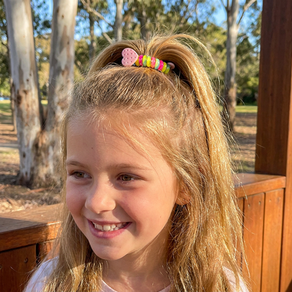 Spiral Hair Ties for Kids with Flower and Heart Designs