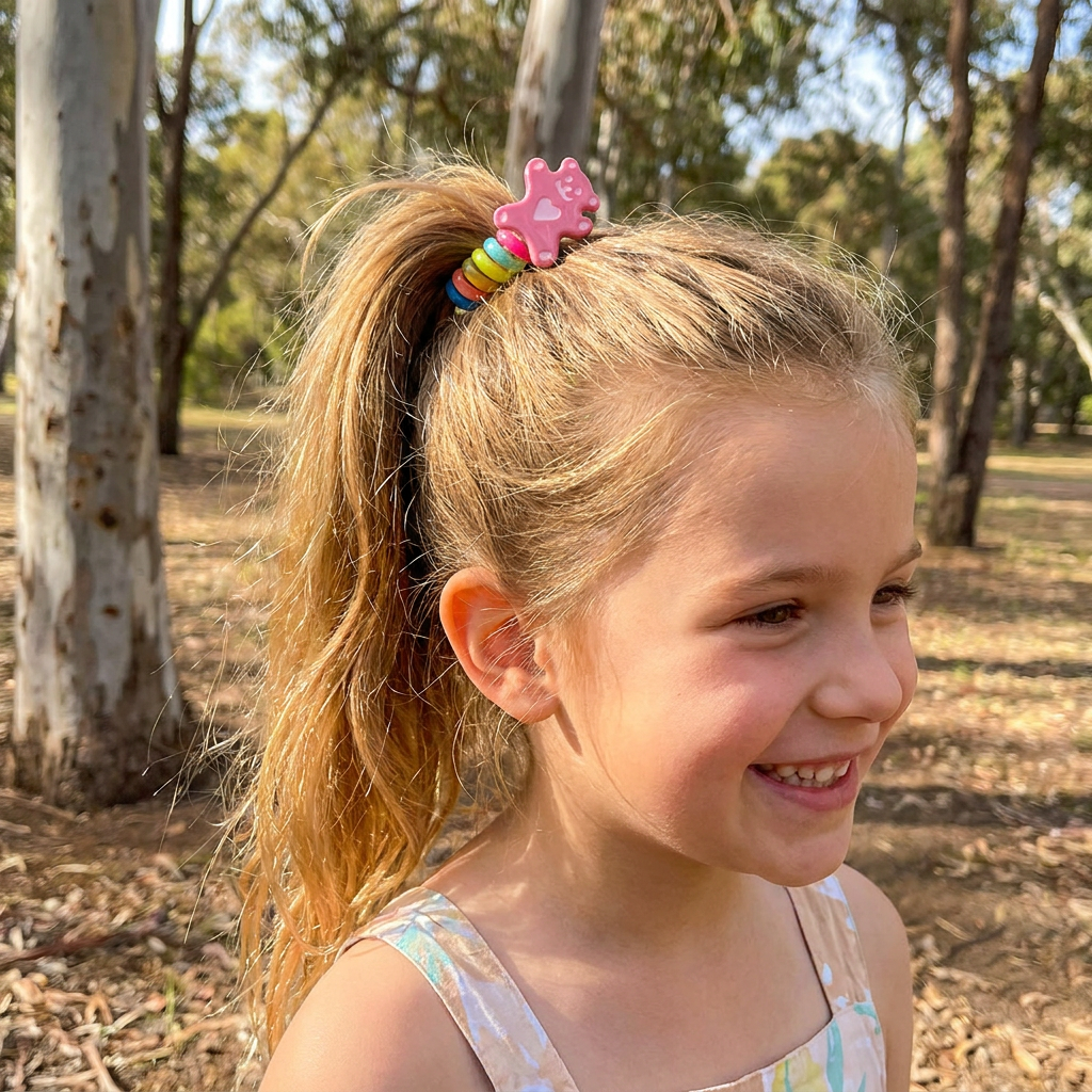 Spiral Hair Ties for Kids with Flower and Heart Designs