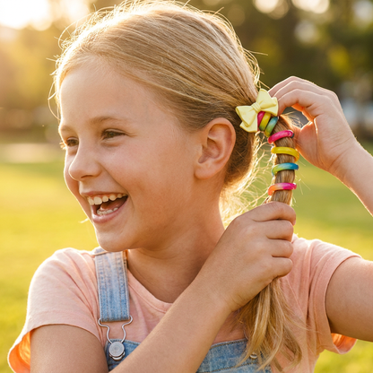 Spiral Hair Ties for Kids with Flower and Heart Designs