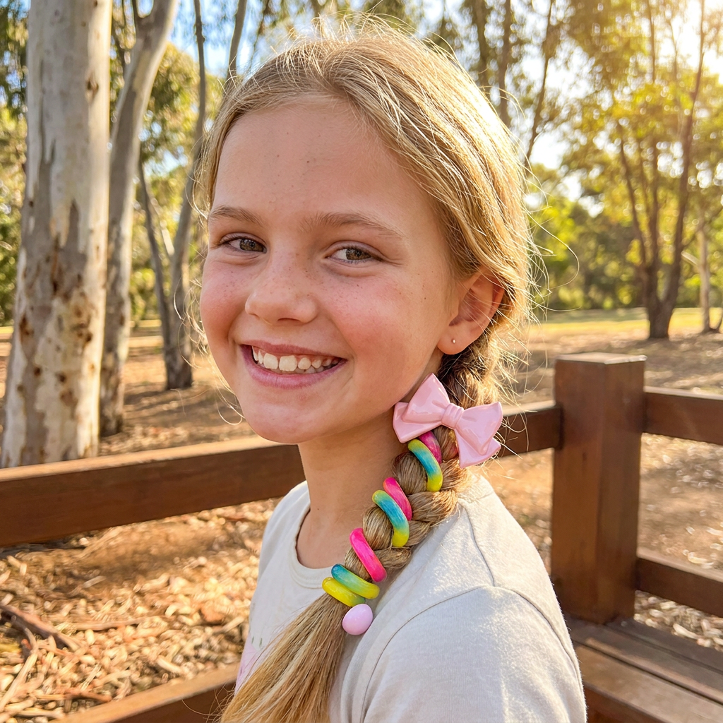 Spiral Hair Ties for Kids with Flower and Heart Designs