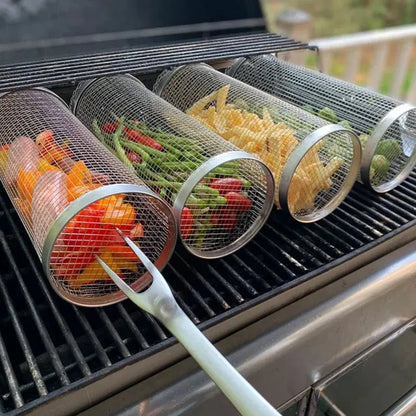 Rotisserie Grill Basket with 360 Degree Rotation and Fine Mesh, Dishwasher Safe All Vera Mart