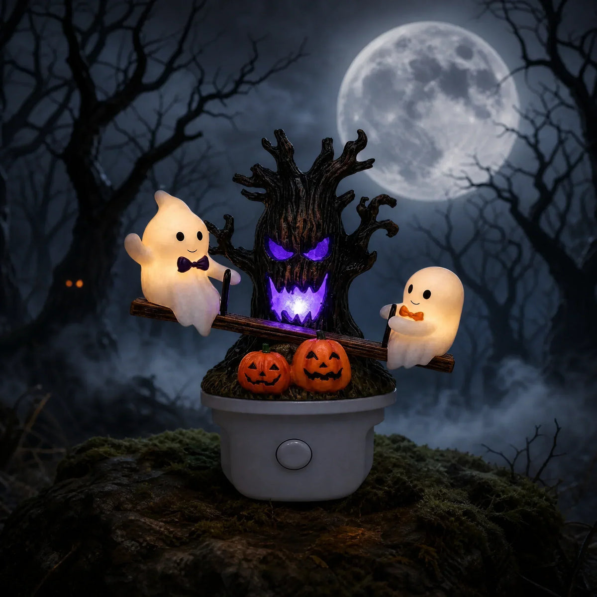 Ghost Tree Night Light with Glowing Figures and Warm Glow, Tabletop Display