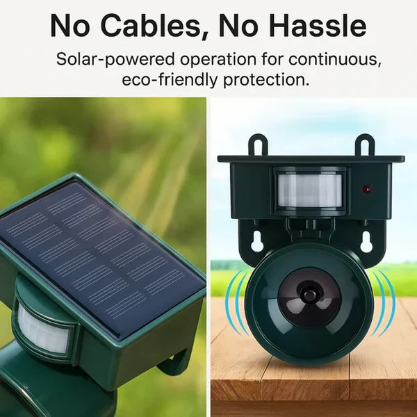 Motion Sensor Bird Repeller with Adjustable Sensitivity and Sound Alerts, Weather Resistant