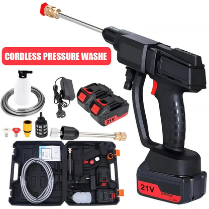 Cordless Pressure Washer with Two Rechargeable Batteries Nozzles and Water Hose