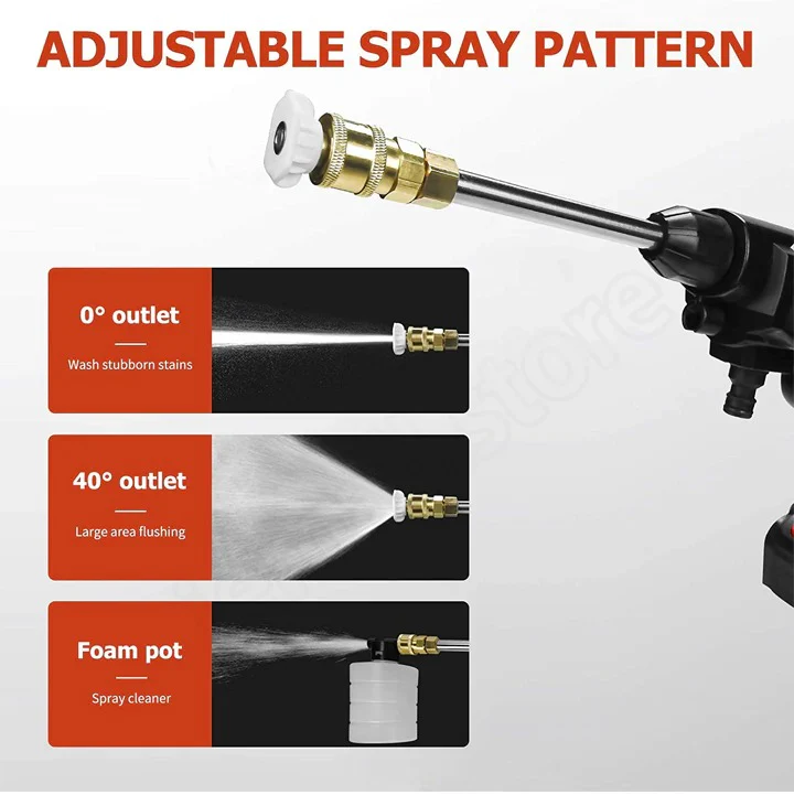 Cordless Pressure Washer with Two Rechargeable Batteries Nozzles and Water Hose