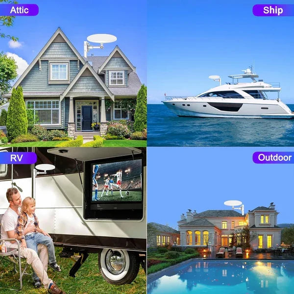 Outdoor HD TV Antenna with Built-In Amplifier and 360 Degree Reception, 40ft Cable