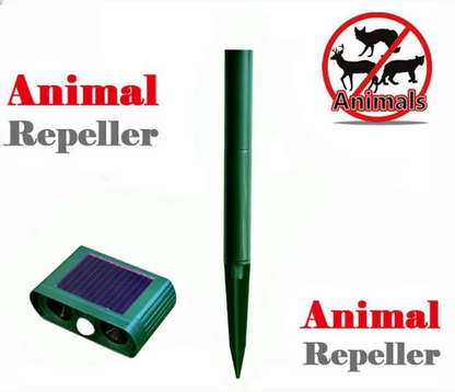 Solar Ultrasonic Animal Repeller with Motion Sensor and Flashing LED Lights
