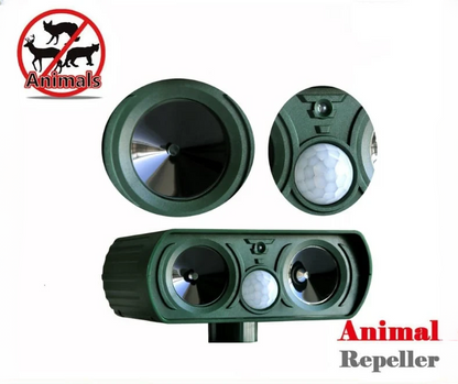 Solar Ultrasonic Animal Repeller with Motion Sensor and Flashing LED Lights