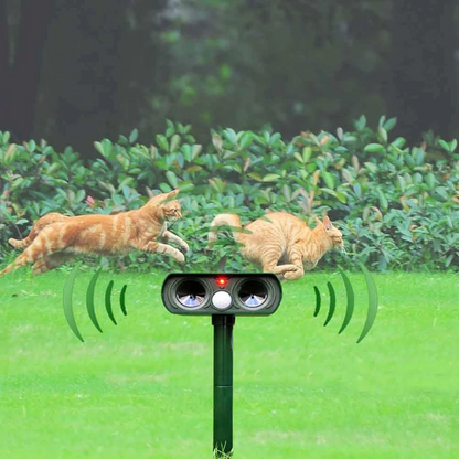 Solar Ultrasonic Animal Repeller with Motion Sensor and Flashing LED Lights