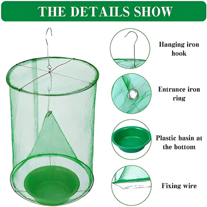 Outdoor Fly Trap with Expandable Chamber and Natural Bait Units
