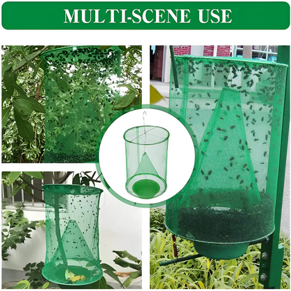Outdoor Fly Trap with Expandable Chamber and Natural Bait Units
